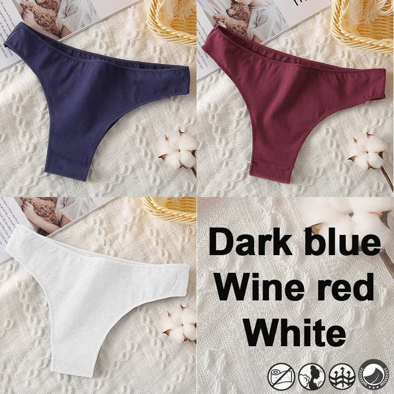 M-XXL Cotton Panties Women's Thong Briefs Cotton Underwear Sexy Lingerie Panties Female Underpants G-String Girl Pantys 3PCS/Set