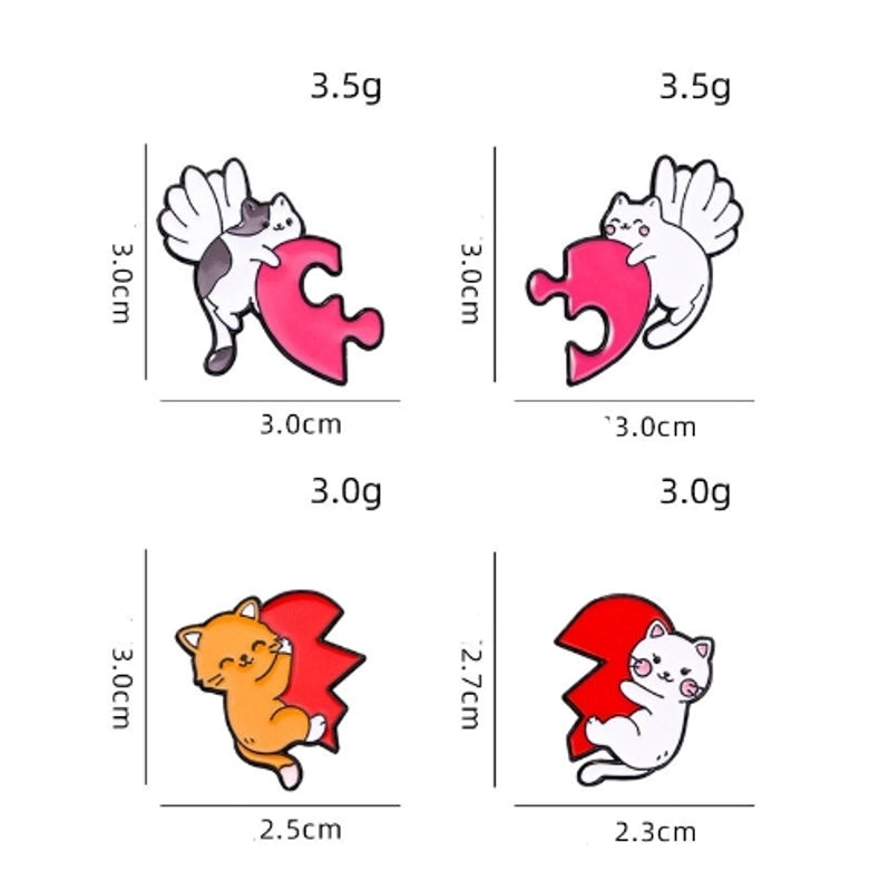 Cartoon Style Cute Minimalist Heart Shape Cat Alloy Enamel Plating Unisex Brooches Collar Pin