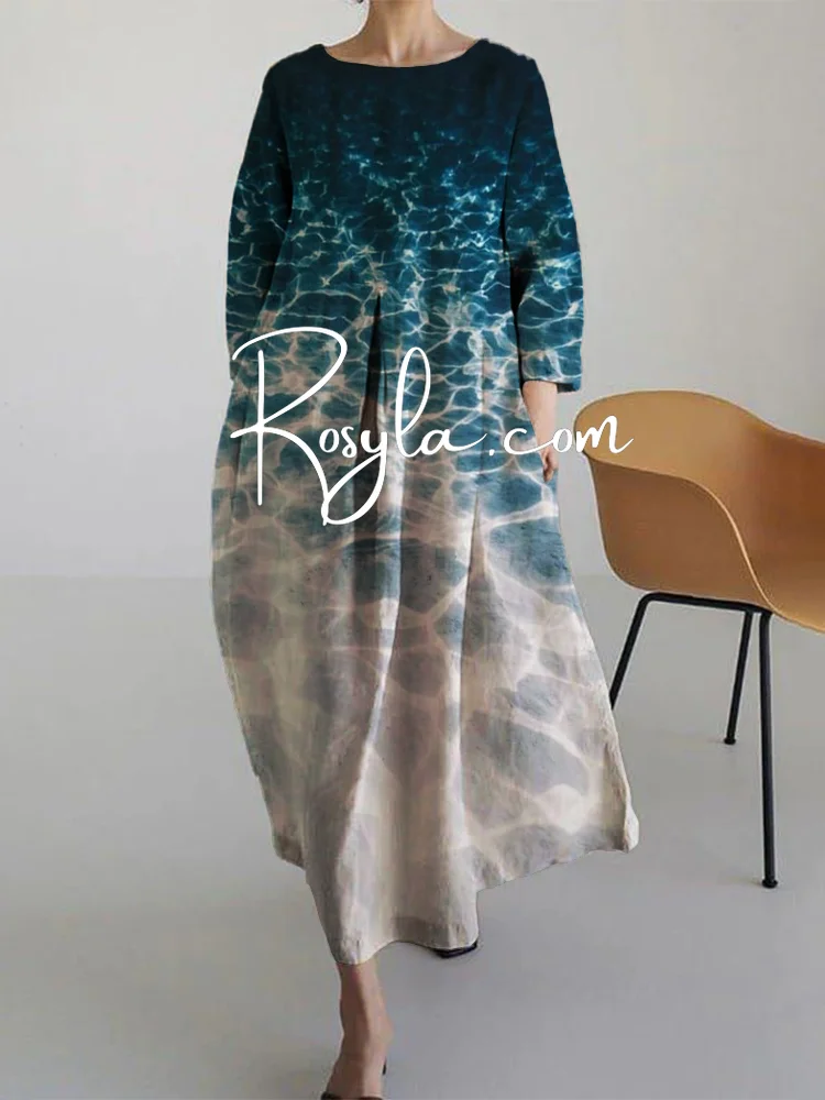 Women's Casual Water Ripple Print Dress