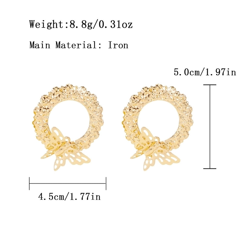 1 Pair Elegant Exaggerated Oversized Butterfly Iron Gold Plated Ear Studs