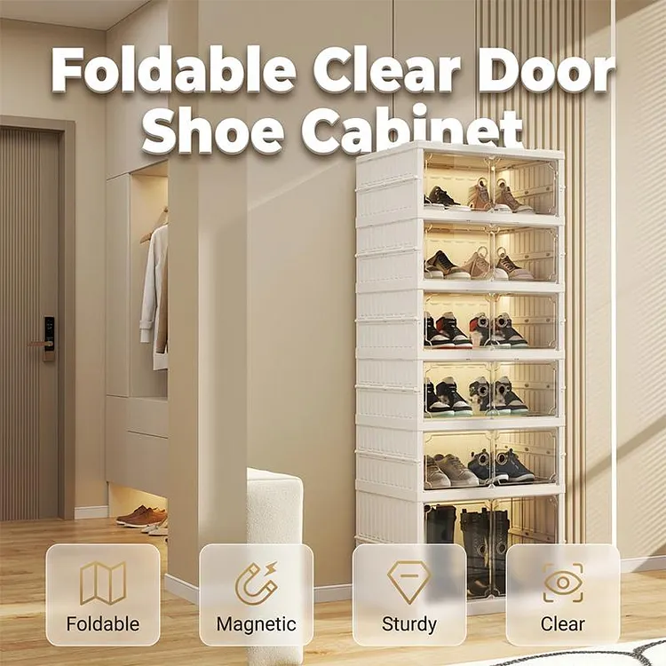 Foldable Clear-Door Shoe Cabinet