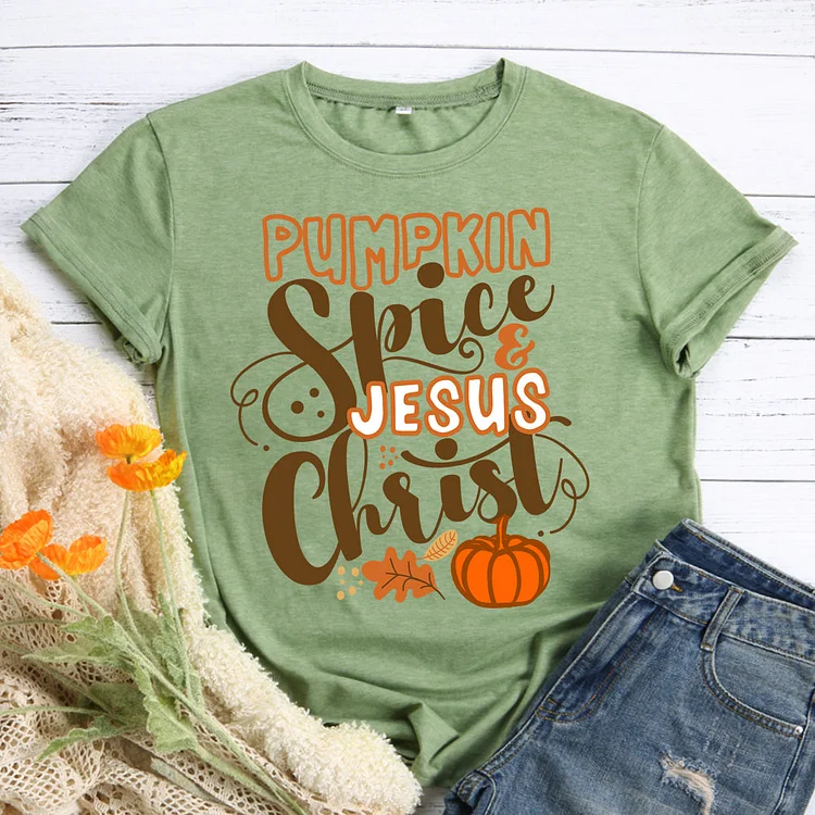 Pumpkin spice jesus christ Happy Thanksgiving T-Shirt-010990