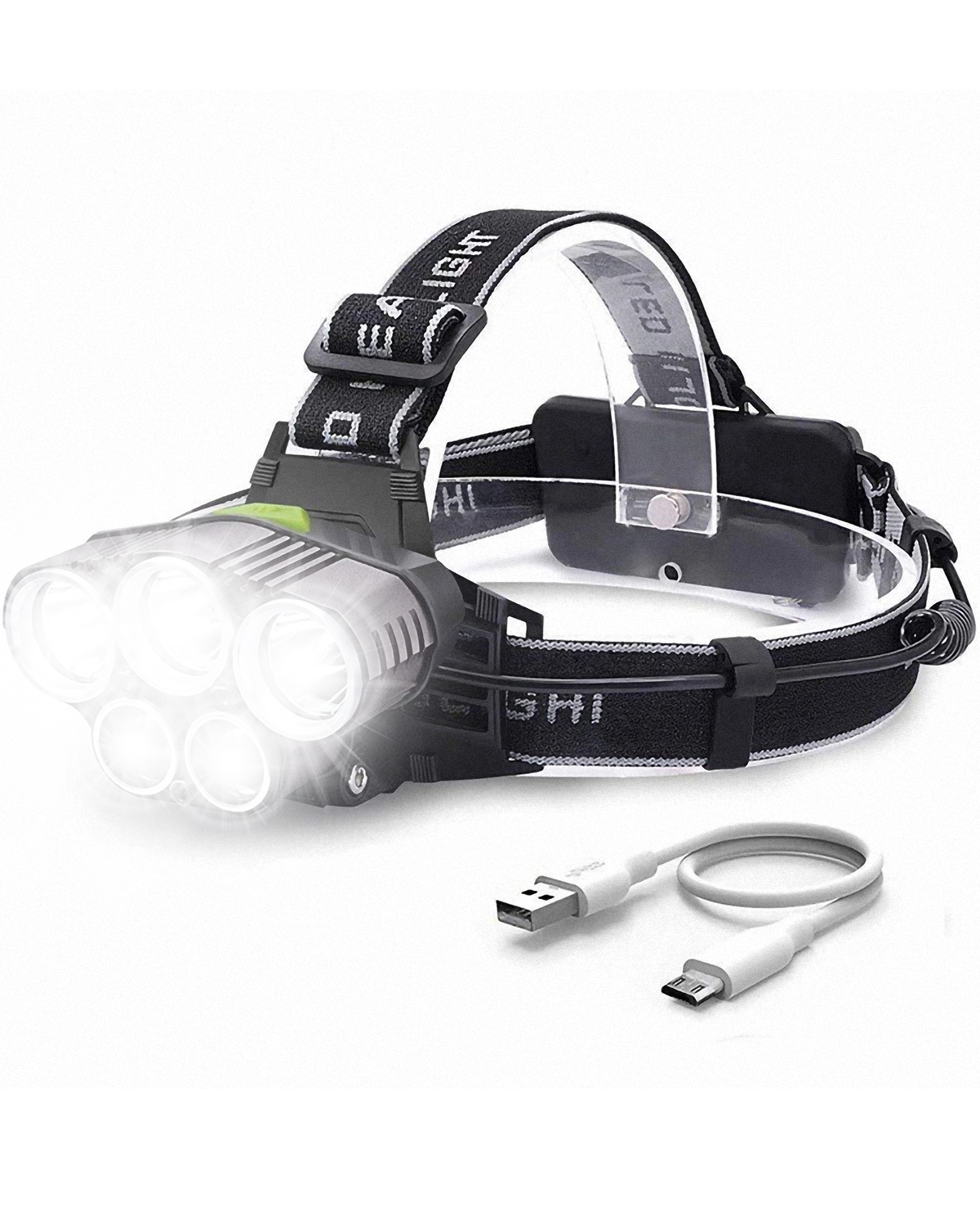 Details about   USB Rechargeable Powerful 350000LM 5X LED Headlamp Headlight Torch Camping USA 