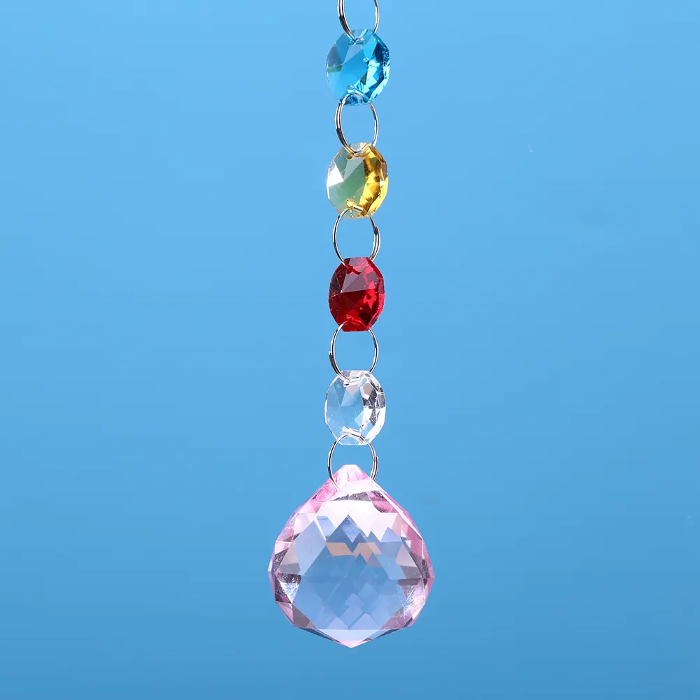 Hanging Crystal Ball Rainbow Prism Light Catcher Wind Chimes Decor (Blue)