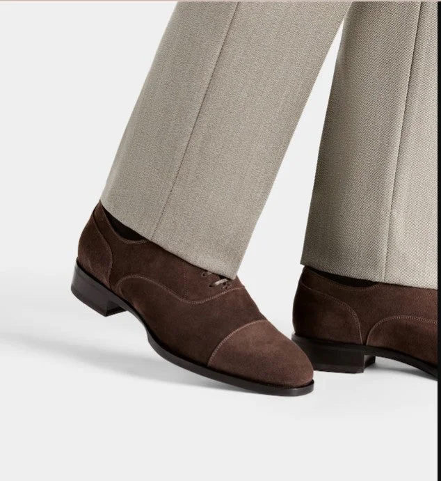 Men's Brown Suede Lace-Up Oxford Dress Shoes