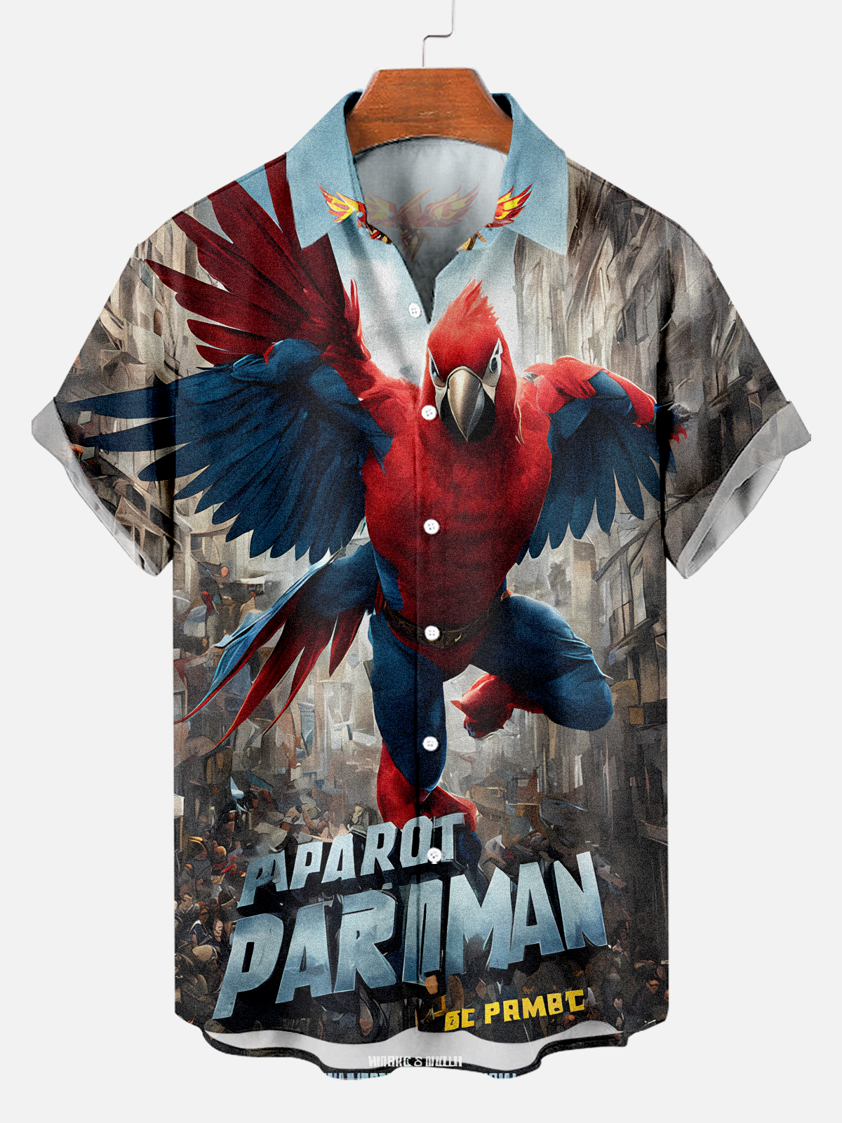 Men's Comfortable Super Parrot Print Shirt PLUSCLOTHESMAN