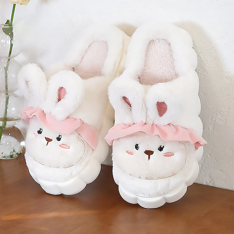 Lovely Rabbit Sweet Color Fuzzy Slippers - Gotamochi Kawaii Shop, Kawaii Clothes
