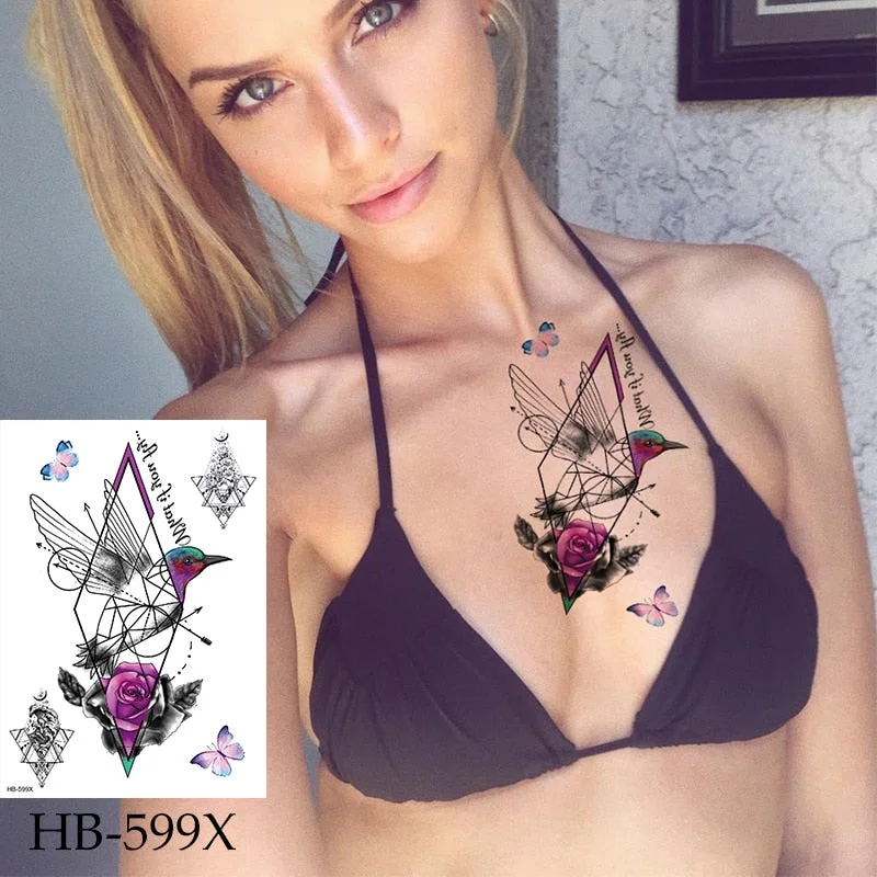 Peony Rose Temporary Tattoo Stickers,Women Body Art Tattoo,Girl Back Breast Tatoos Flower