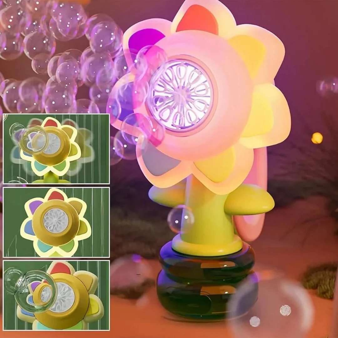 Sunflower Bubble Bath Toy, Flower Bubble Machine for Bath, Rechargeable Fun Swing Dance Bubbles Maker Machine Blower 