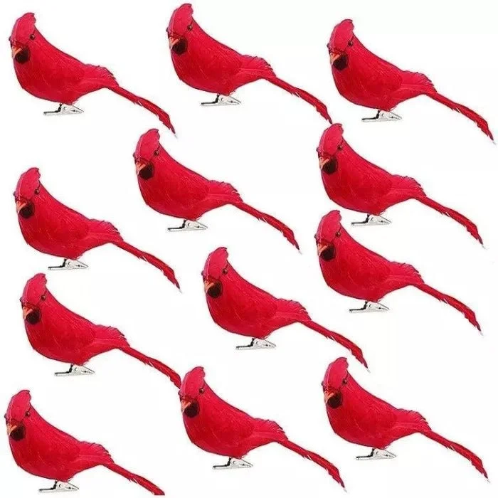 Clip-On Cardinal Christmas Tree Ornaments