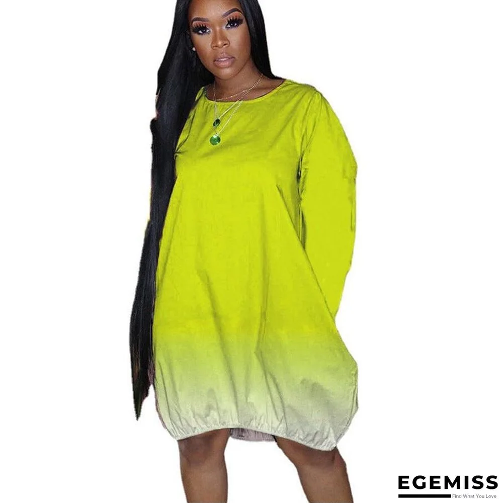 Large Size Women's New Casual Gradient Long Sleeve Dress | EGEMISS