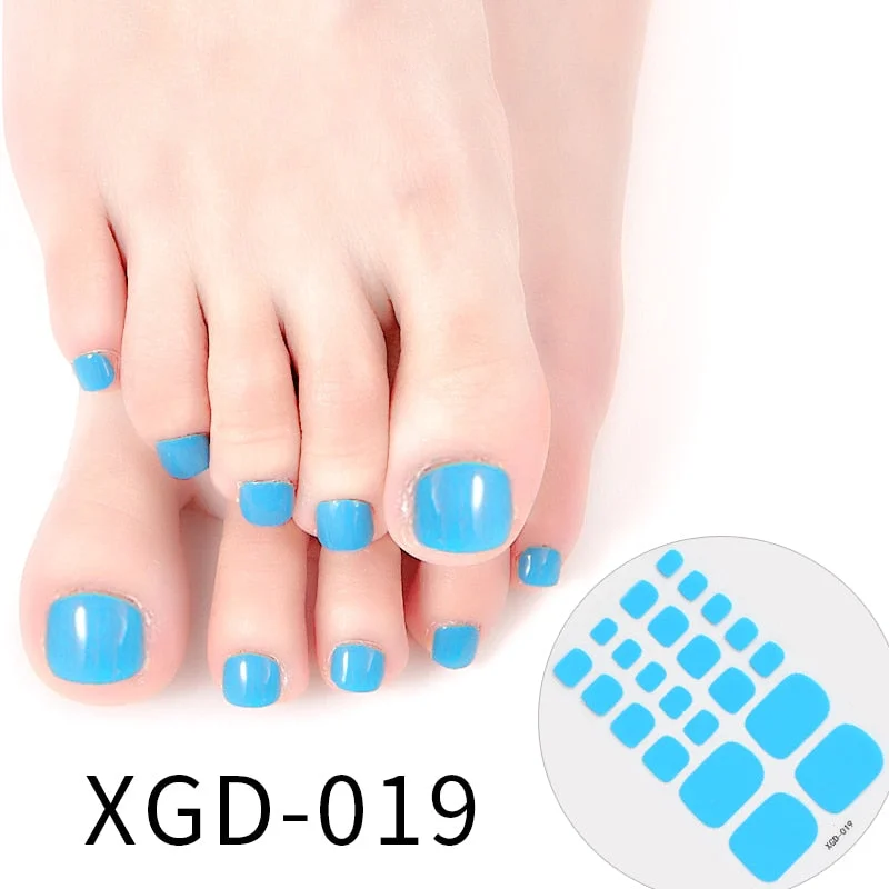 22tips Color Toe Nail Stickers/Strips Nail Art Fake Nails Stickers for Nails Toe Self-Adhesive Feet Stickers Drop Shipping