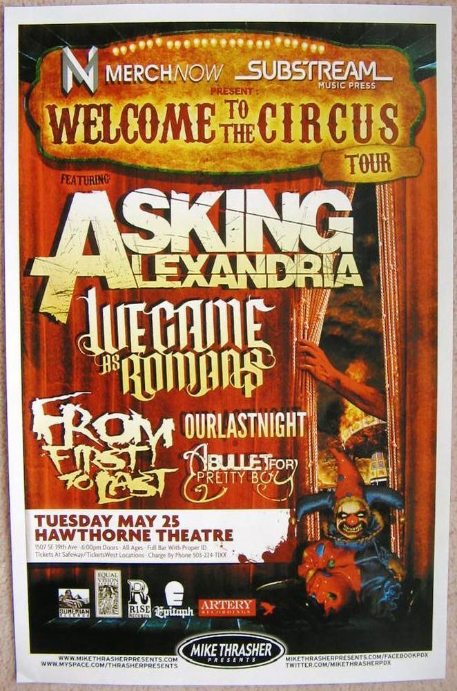 ASKING ALEXANDRIA 2010 Gig POSTER Portland Oregon Concert