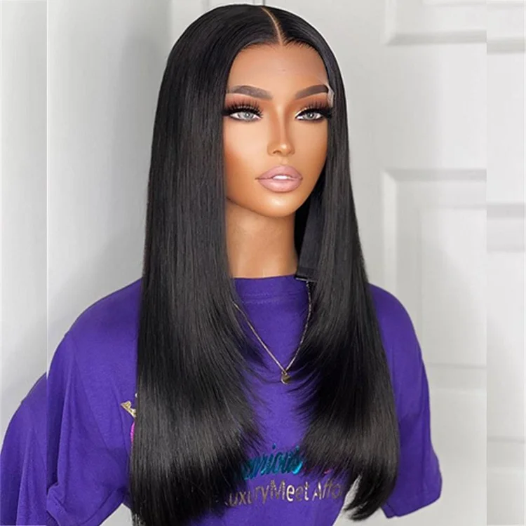 Natural Layered Edge Straight Realistic 5x5 HD Lace Closure Wig [HDW3001]