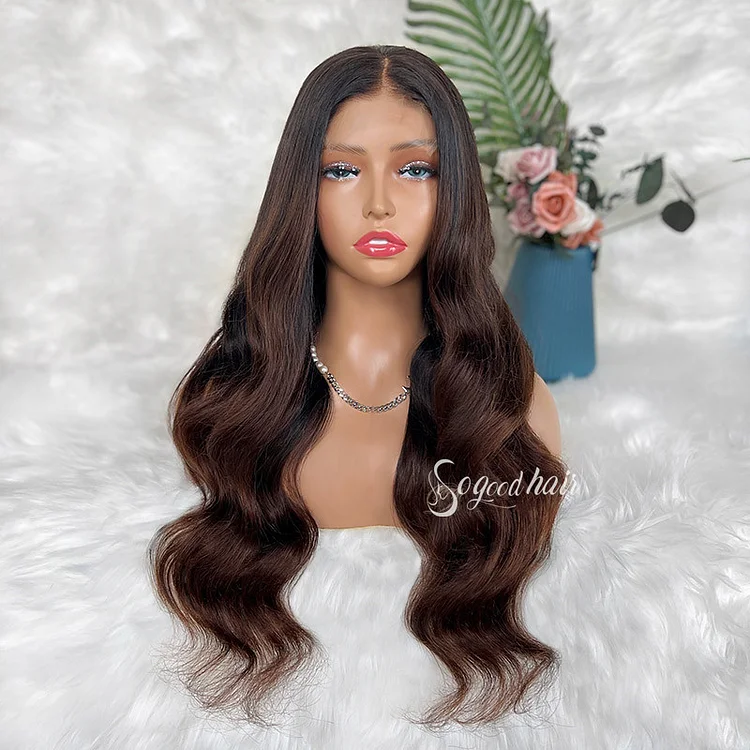 Jenny| Ombre Chestnut Brown with Highlights Raw Hair Wig