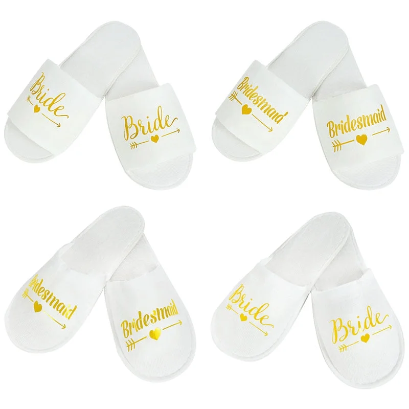 1Pair Bride to be Bridesmaid Disposable Soft Slippers Bridal Shower Bachelorette Hen Party Decoration Supplies Wedding Gift