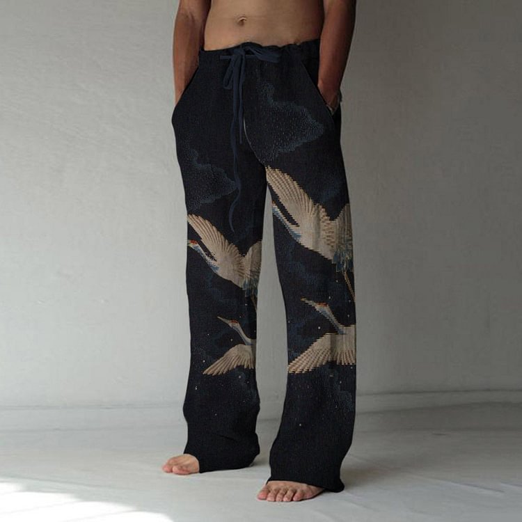 Print Straight Animal Lace-Up Men's Casual Pants