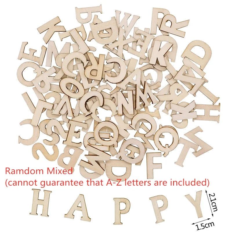 10-100pcs English Alphabet Letters Natural Wooden Number Decoration DIY Scrapbooking Household Decor Arts Crafts Letter Digital