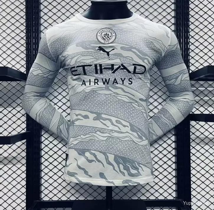 Manchester City maillot 2024 2025 Nouvel An Chinois  manches longues Maillot De Fou, site maillot de foot pas cher