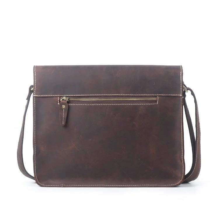 Vintage Handmade Leather Crossbody Messenger Bag