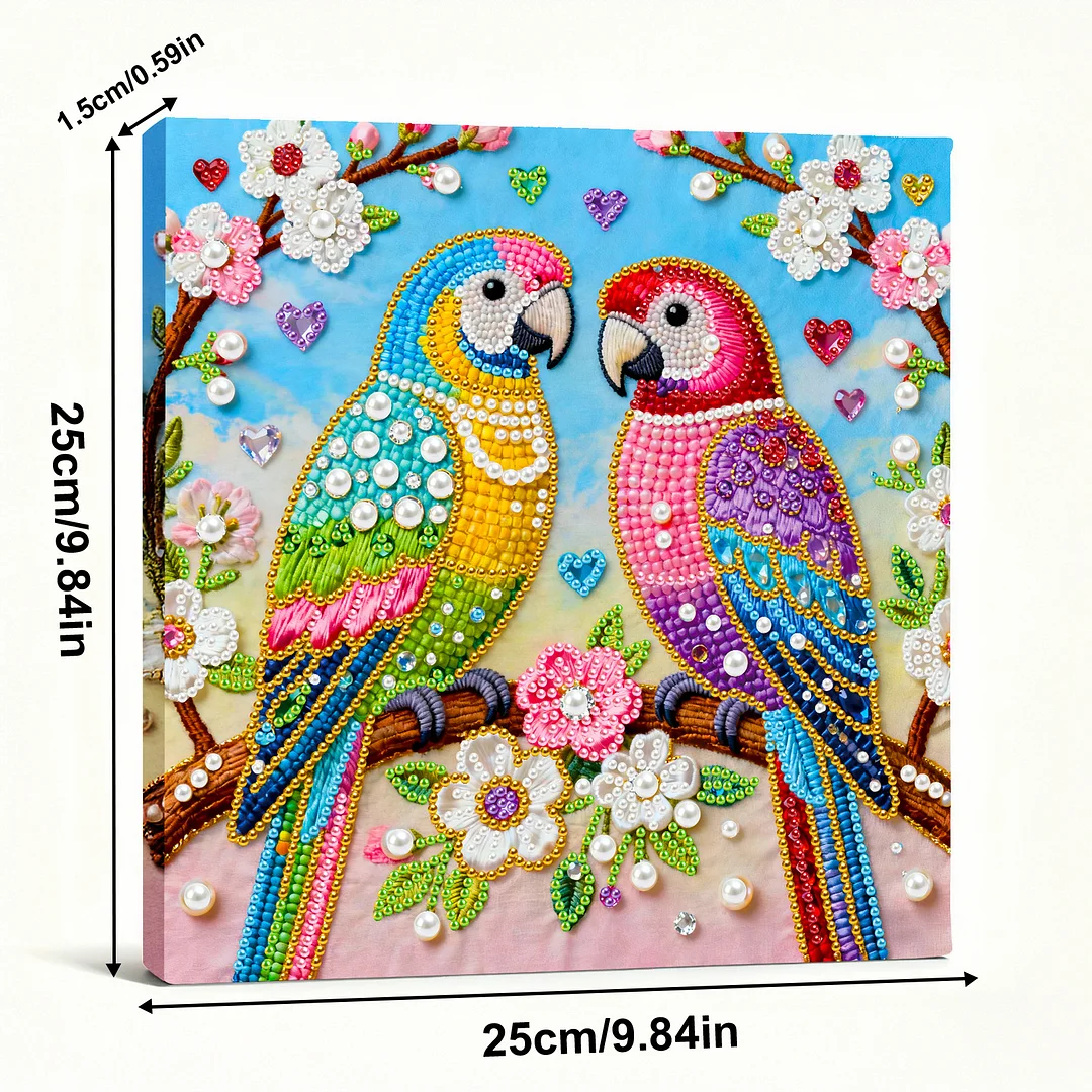 Two Birds Art Diamond Painting Kit for Adults Home Decor 25x25cm With Frame