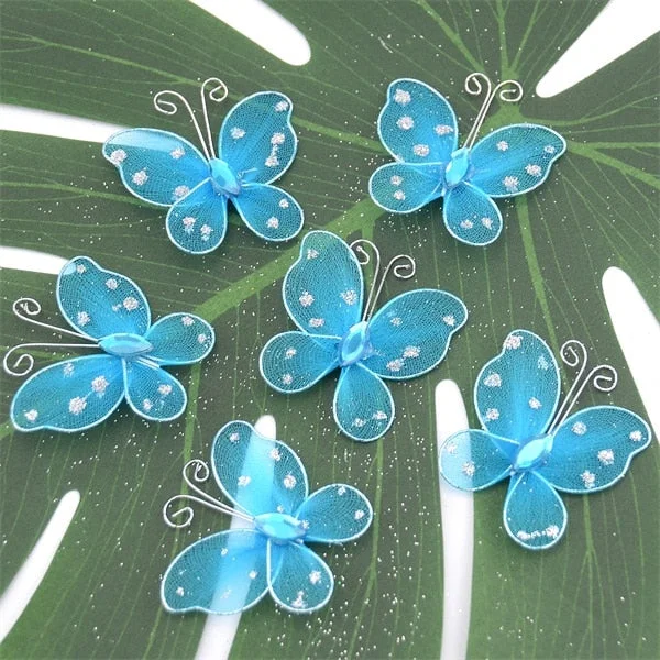 100Pcs  Multicolor Mesh PVC Butterfly 3D Wall Stickers For Girl Kids Baby Rooms Kitchen Fridge Wedding Home Decoration
