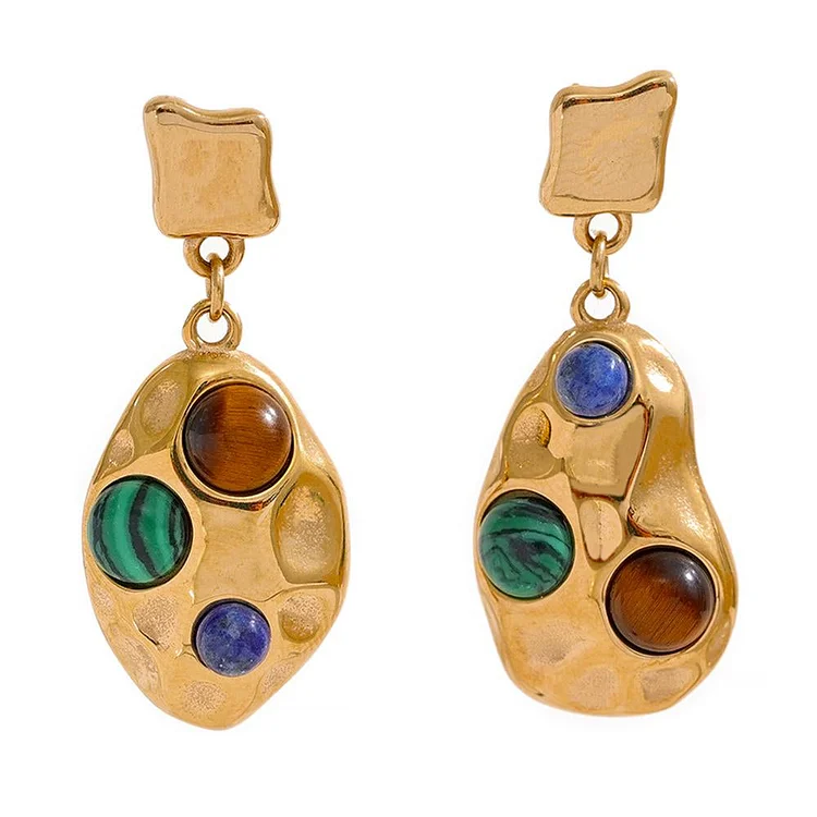 Colorful Natural Stone Charm Earrings