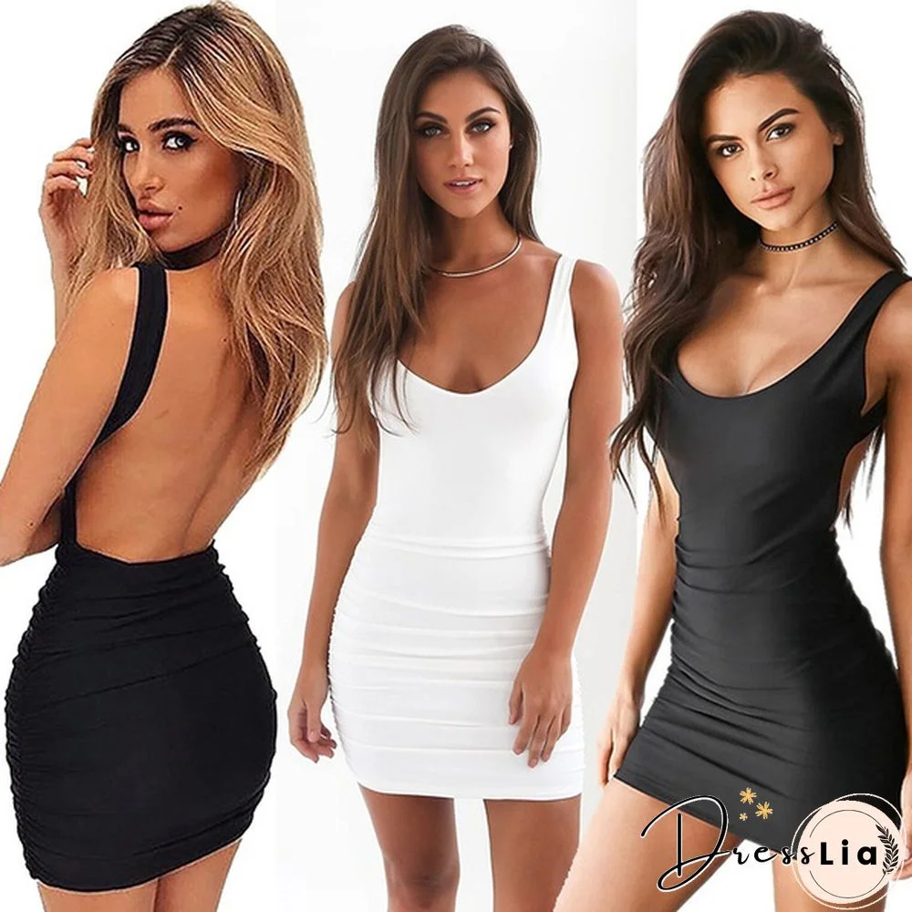 Women Backless Dress Short Pencil Bandage Beach Mini Bodycon Dress Vestidos