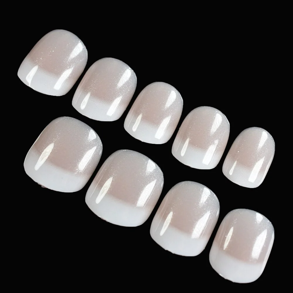 Nail Art Salon Oval Acrylic French Nail Kit Real Medium Length Grace Oval Fake Nails French 24 Tips-Nail Inspo