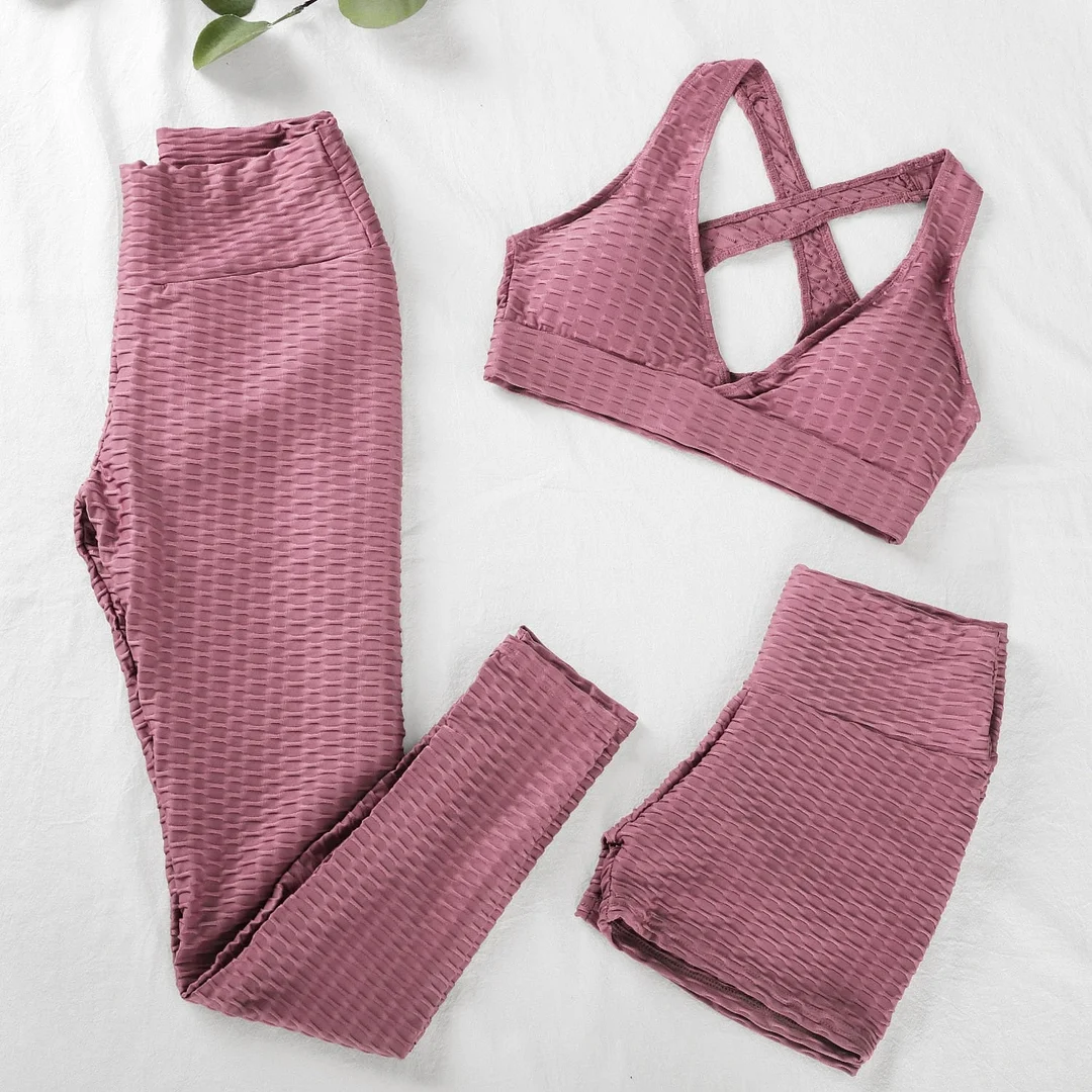 ATHVOTAR Two Piece Shorts Set Women Top and Pants Anti Cellulite Leggings High Waist 3 Piece Set Tracksuits Sweat Suits Women