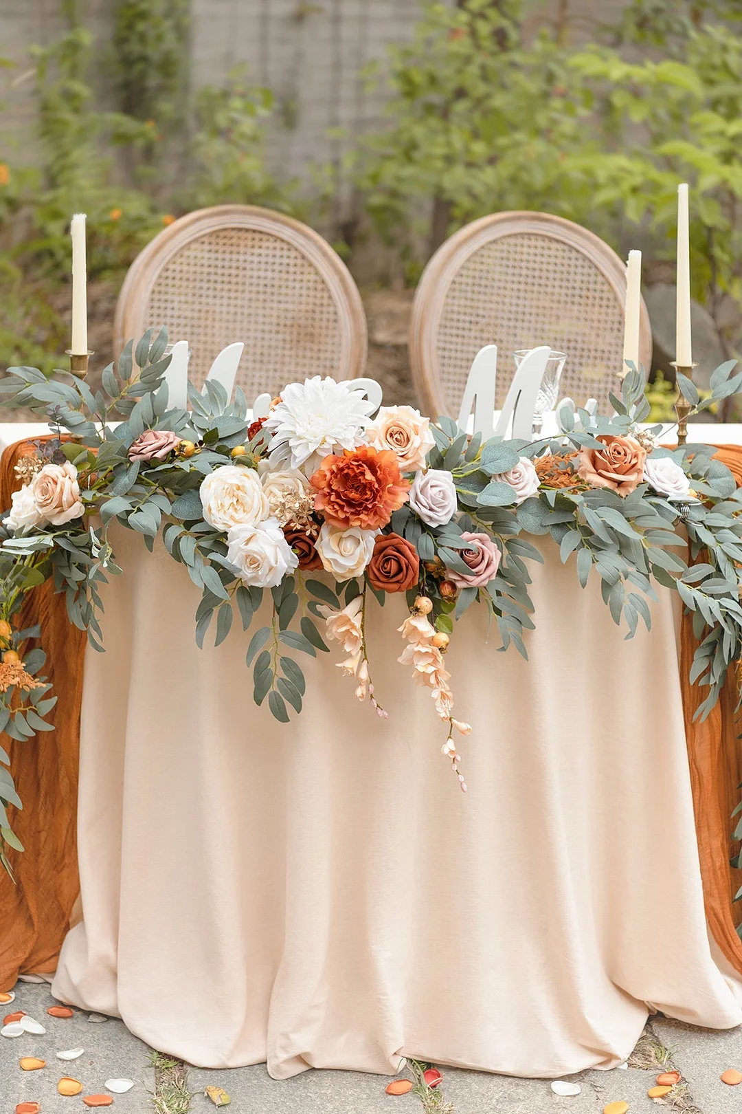 Head Table Flower Garland in Sunset Terracotta