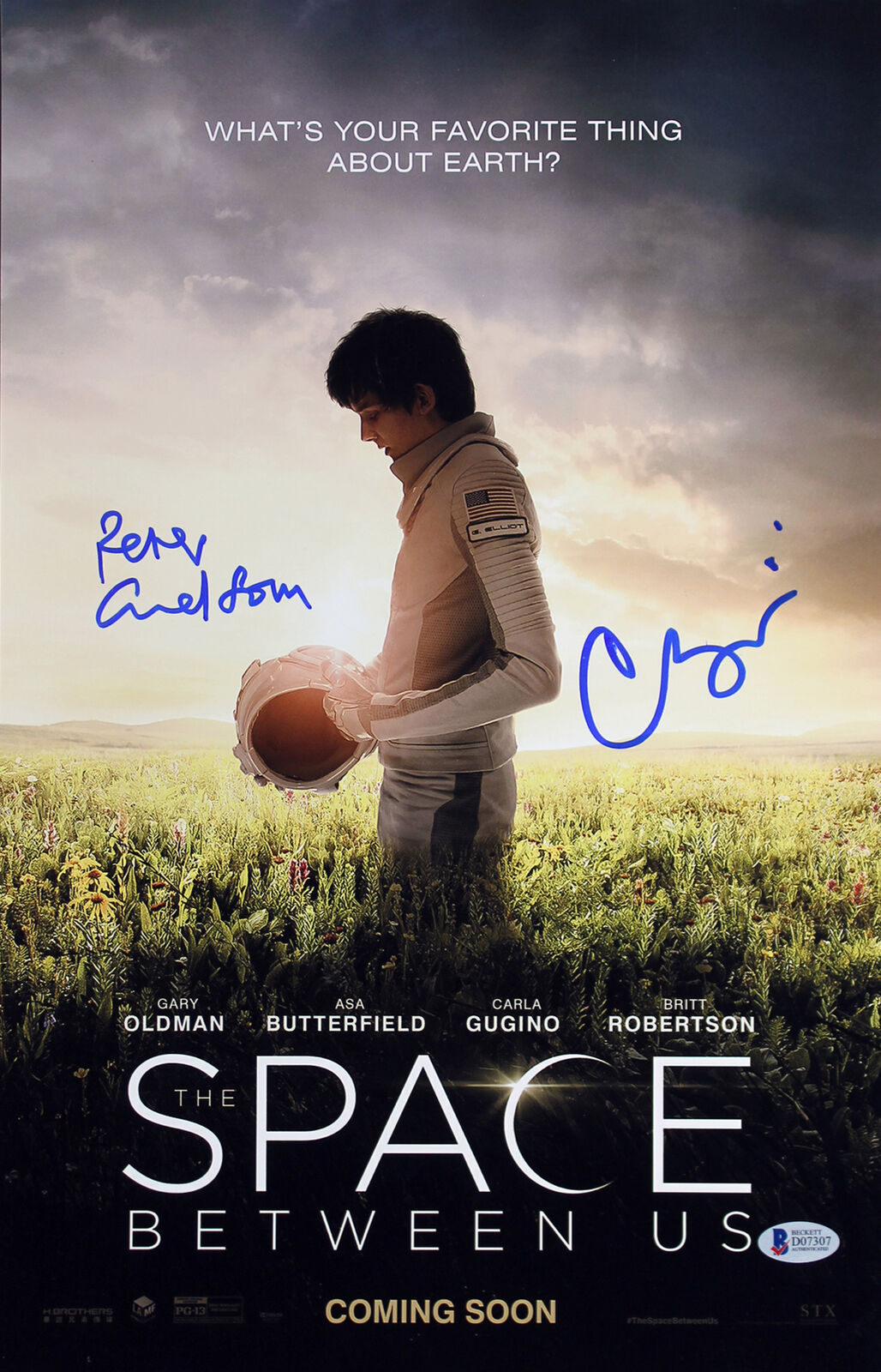 Carla Gugino & Peter Chelsom The Space Between Us Signed 11x17 Photo Poster painting BAS #D07307