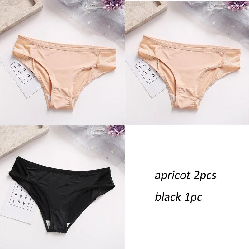 3PCS/Set Lot panties for Women Comfortable Smooth Underwear Soft Intimates Lingerie Girls Briefs Solid Color Fashion Underpants