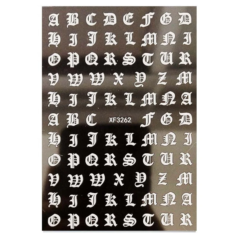 3D Letter Nail Stickers Black Gold Laser For Acrylic Design Summer Nail Decorations Manicure Tips-Nail Inspo