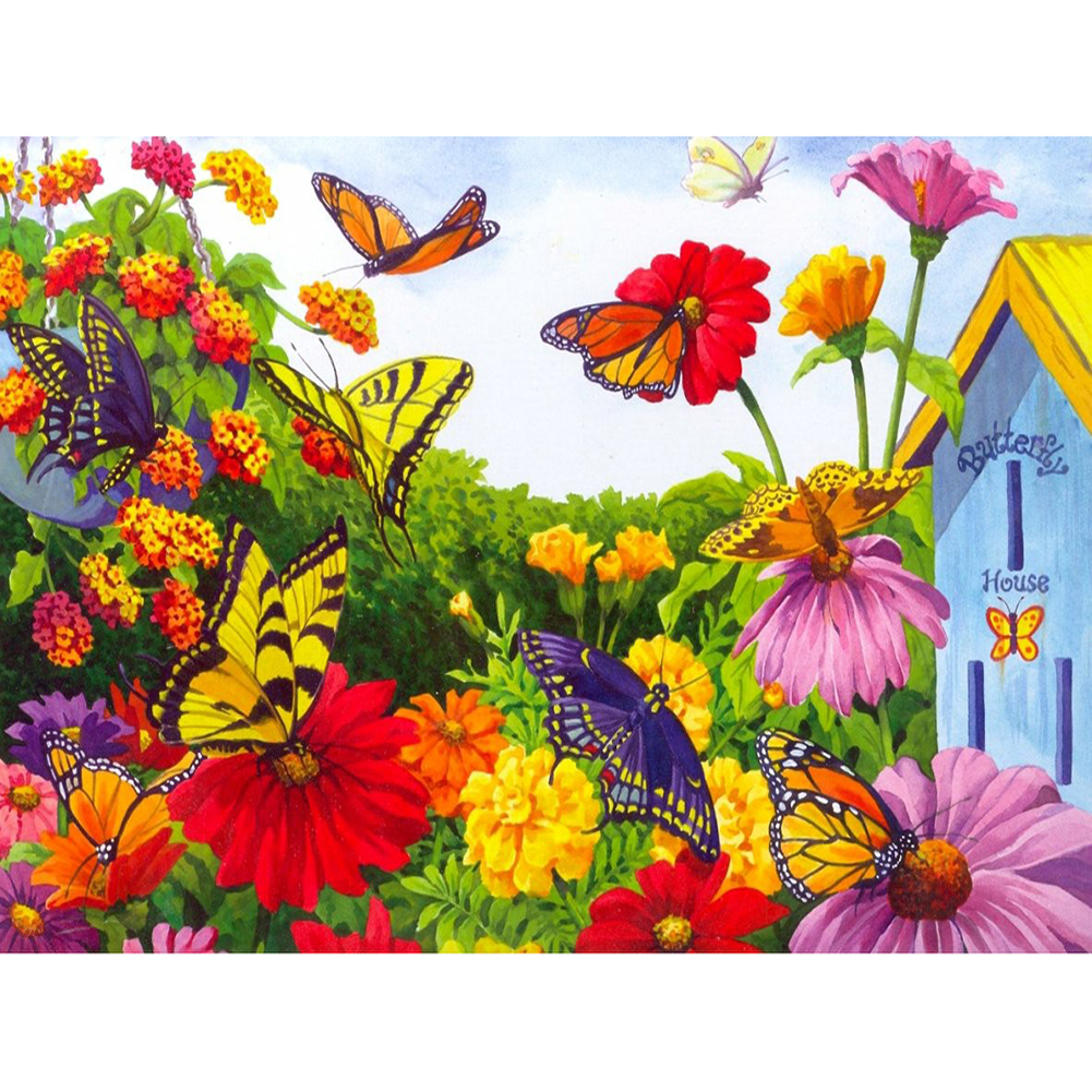 

40*30CM - Round Drill Diamond Painting - Colorful Butterfly, 501 Original