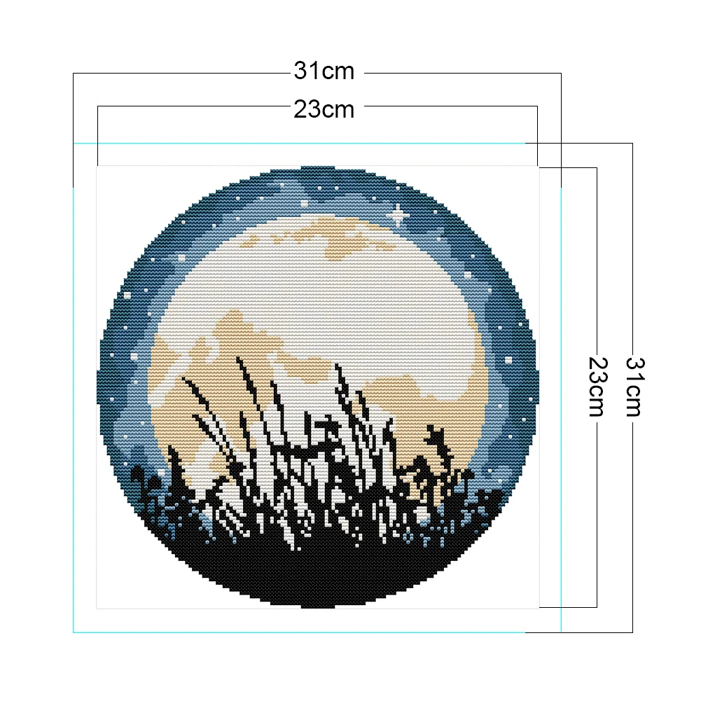 14CT Partial Printed Cross Stitch - Moon(31*31cm)