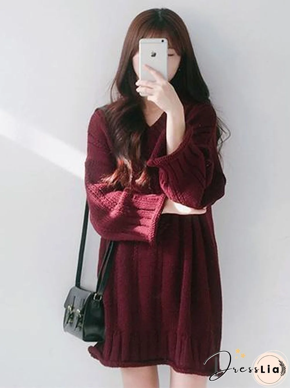 3 Colors Knitting V-neck Chic Sweater