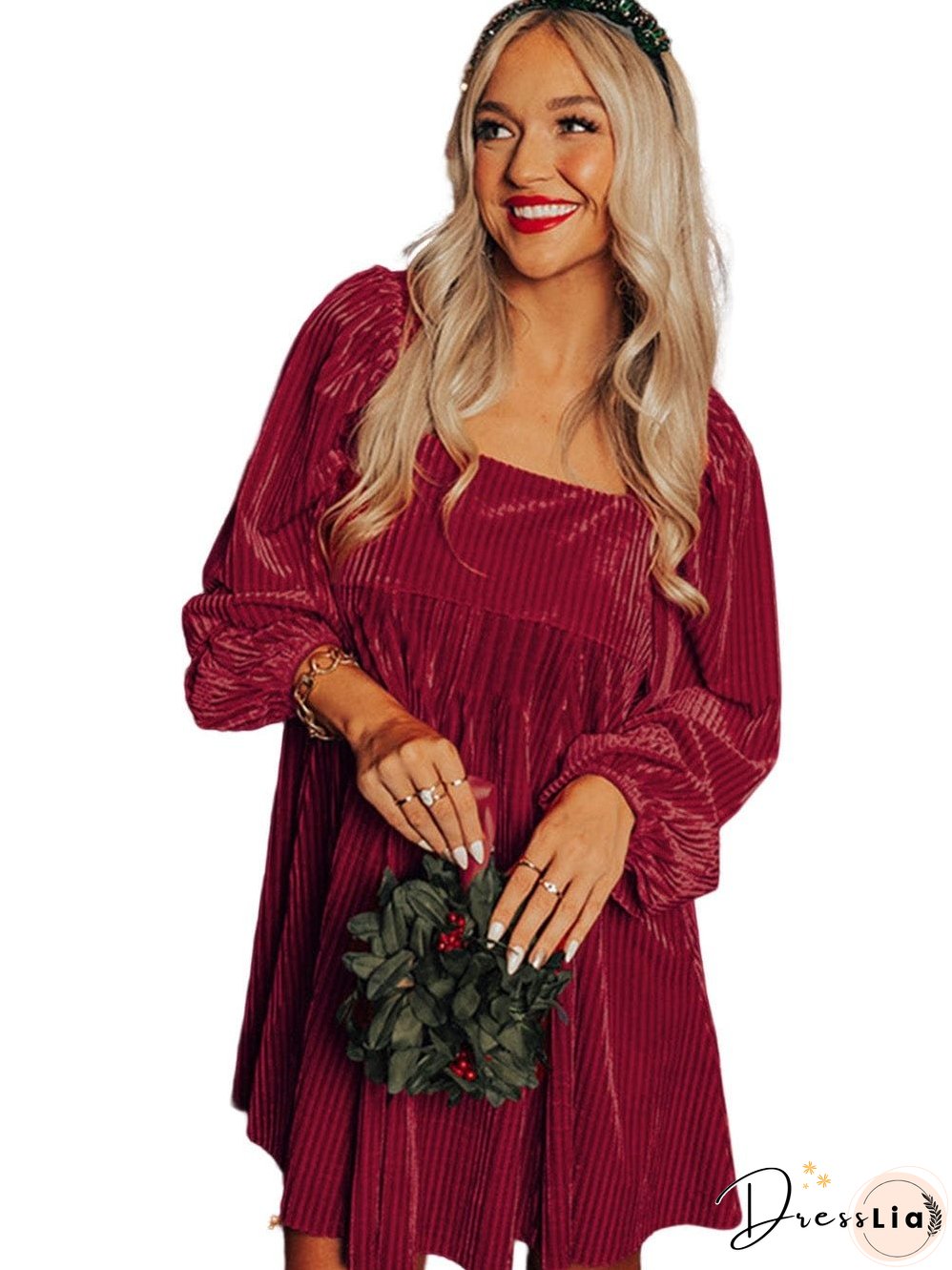 Square Neckline Mini Dress