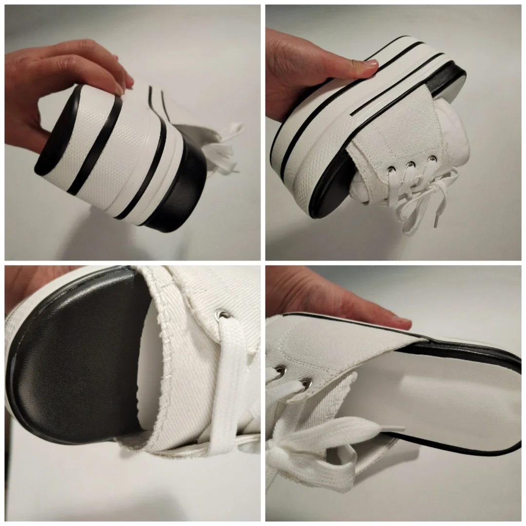 Fujin 9.5cm Super High Platform Flats Wedge Genuine Leather Women Summer Shoes Lace Up Open Toe Slides Slippers Mules Sandals