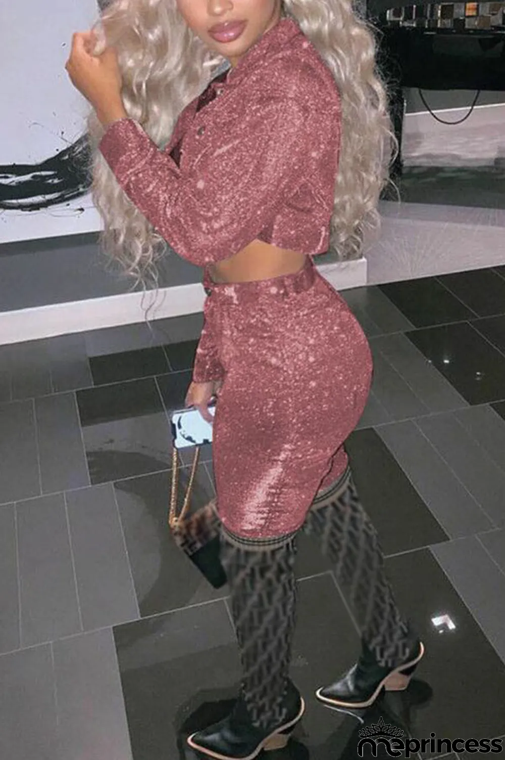 Black Street Polyester Solid Buttons V Neck Long Sleeve Regular Sleeve Regular Two Pieces