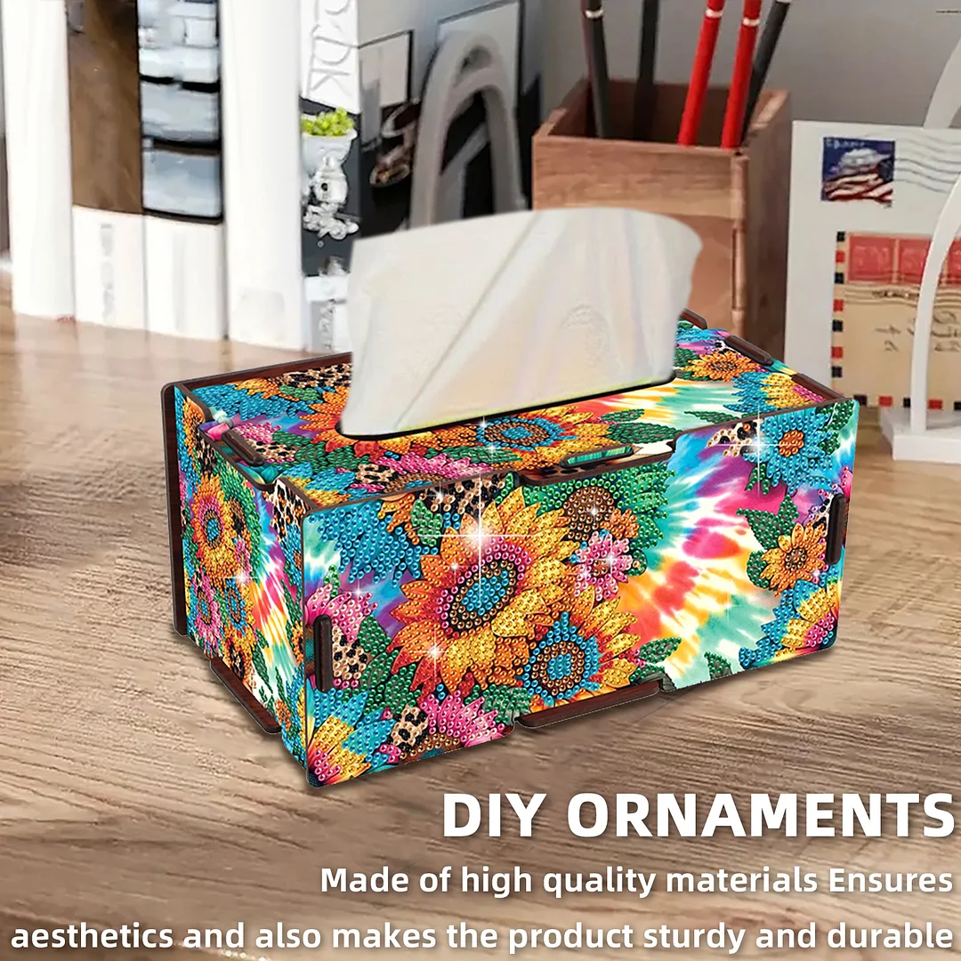 Wooden Diamond Painting Tissue Box for Home and Office Decoration (ZJH033)