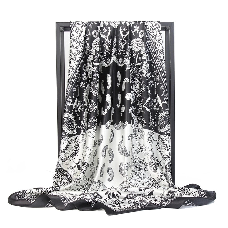 Women’s Minimalist Flower Satin Printing Scarves & Gloves