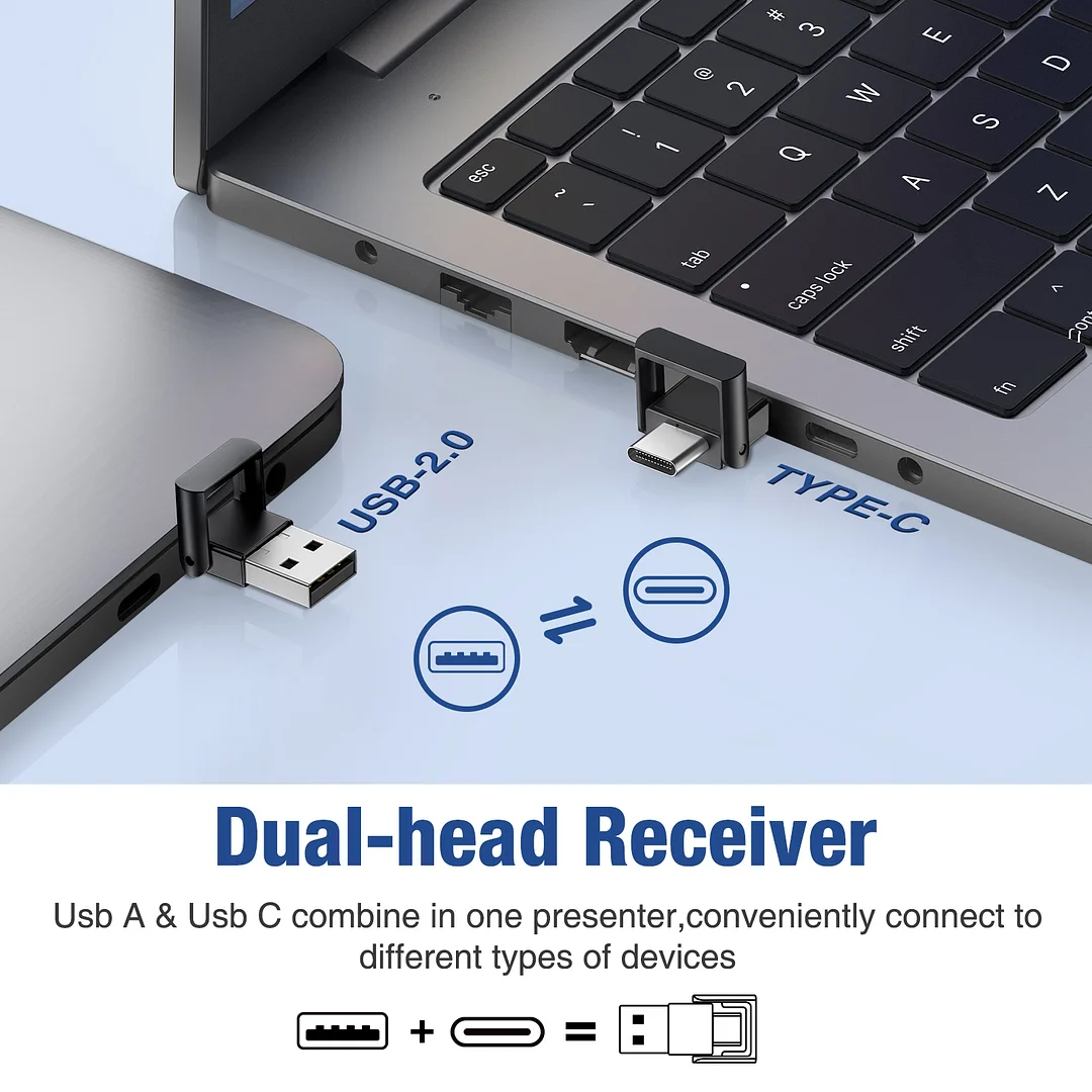 MP100 DinoFire USB Type CPresentation Clicker for PowerPoint Presentations，Volume Control Rechargeable  Wierless Presenter Remote  Slide Pointer for Keynote/PPT/Mac/PC/Laptop Office (EAN:6977916570047)