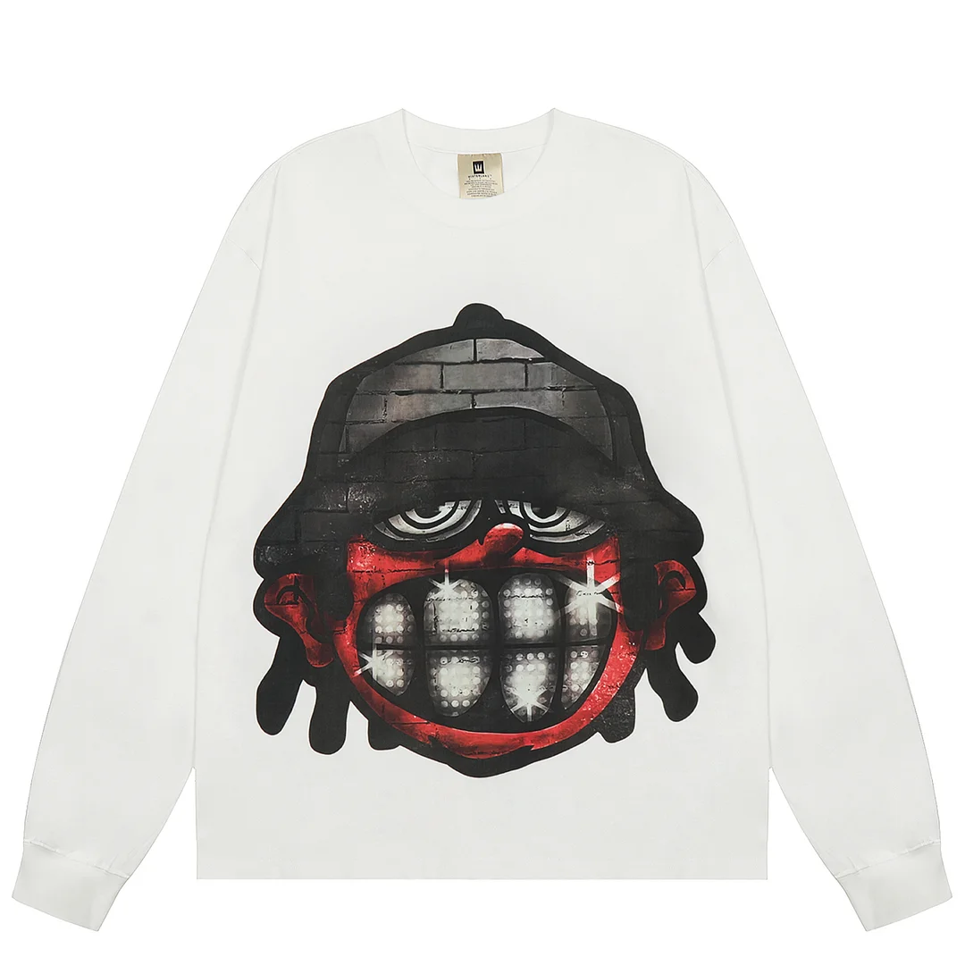 Abebey-Cartoon Character 3D Digital Print Long Sleeve Tshirts Men and Women Crew Neck Cotton Casual Loose T-shirt Oversized Top Tees
