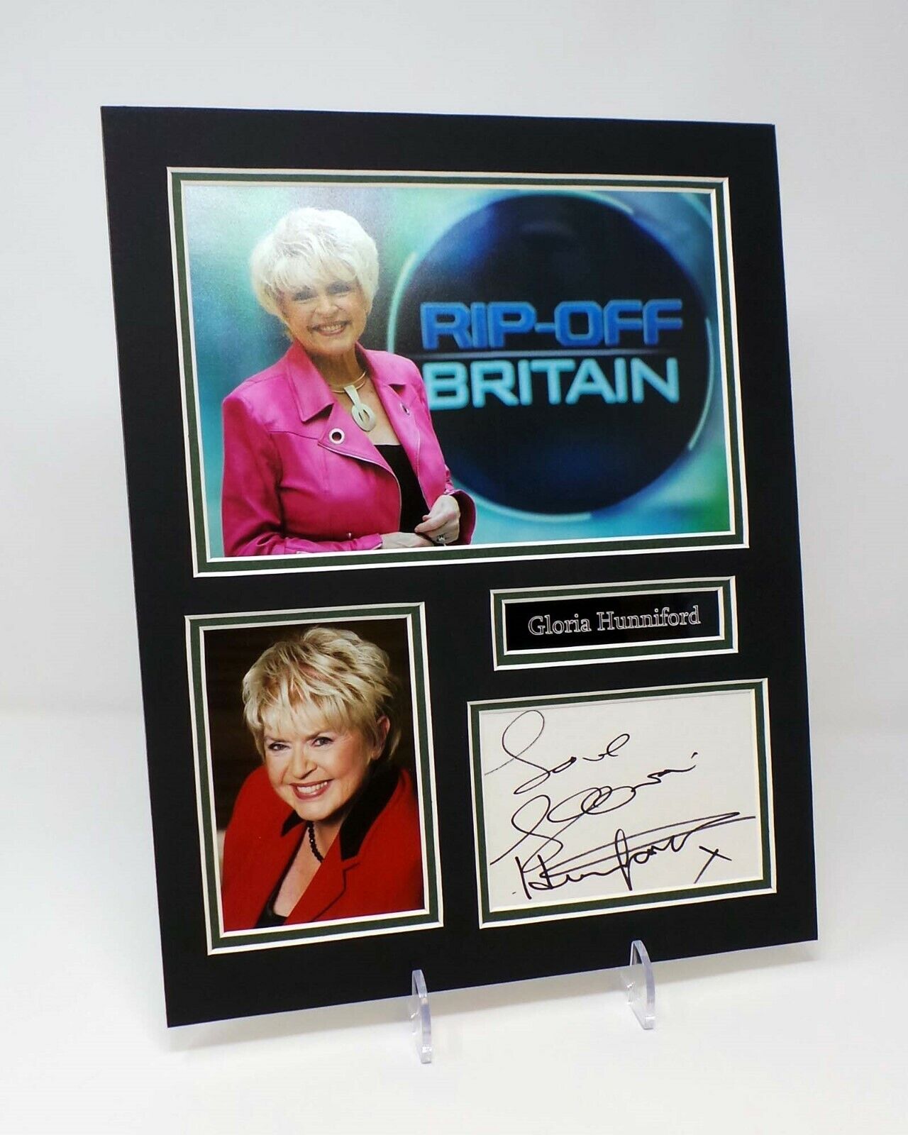 Gloria HUNNIFORD Signed Mounted Photo Poster painting Display AFTAL COA Rip Off Britain