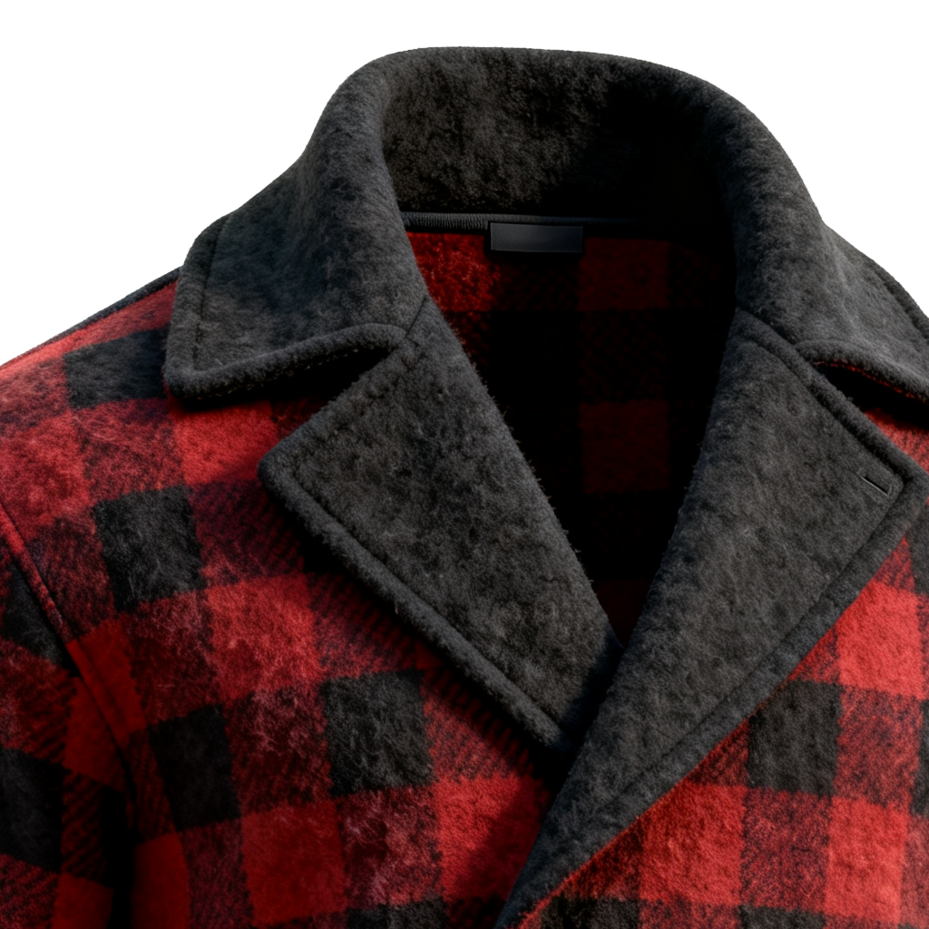 Red and Black Plaid Fleece Jacket with Sherpa Lining-inspireuse