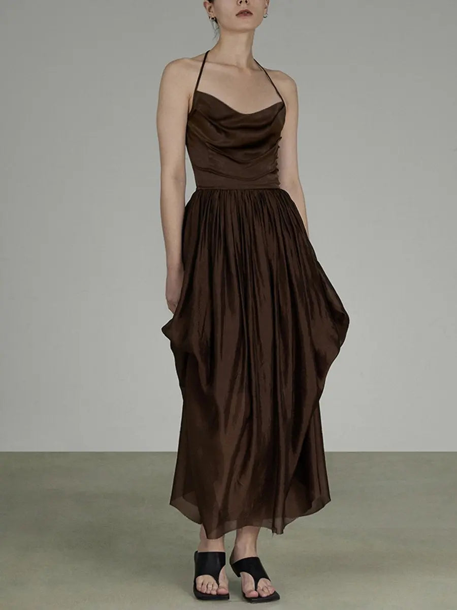 Summer Hanging Neck Cami Midi Dress