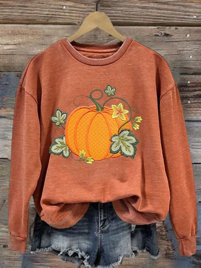Women'S Autumn Pumpkin Print Sweatshirt
