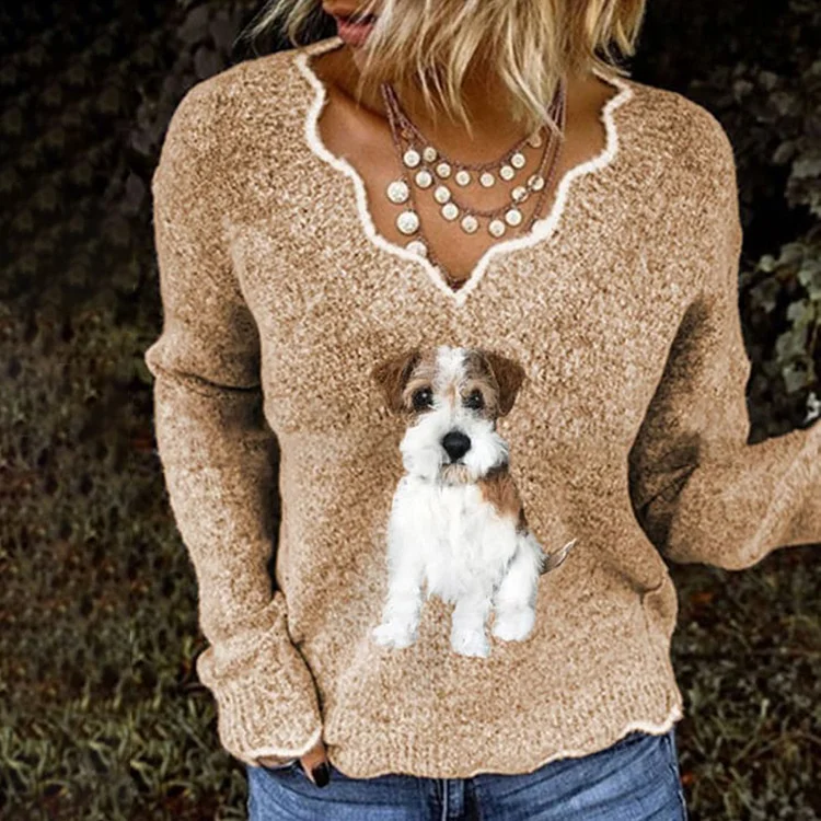 Womens dog print clearance sweater