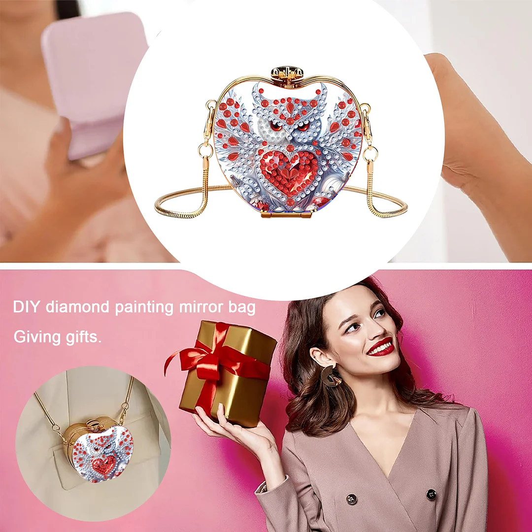 Owl DIY Acrylic Love Art Diamond Painting Coin Purse with Chain for Women Girls